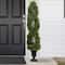 4.5ft. Unlit Artificial Cedar Double Spiral Topiary Tree in Urn Style Pot